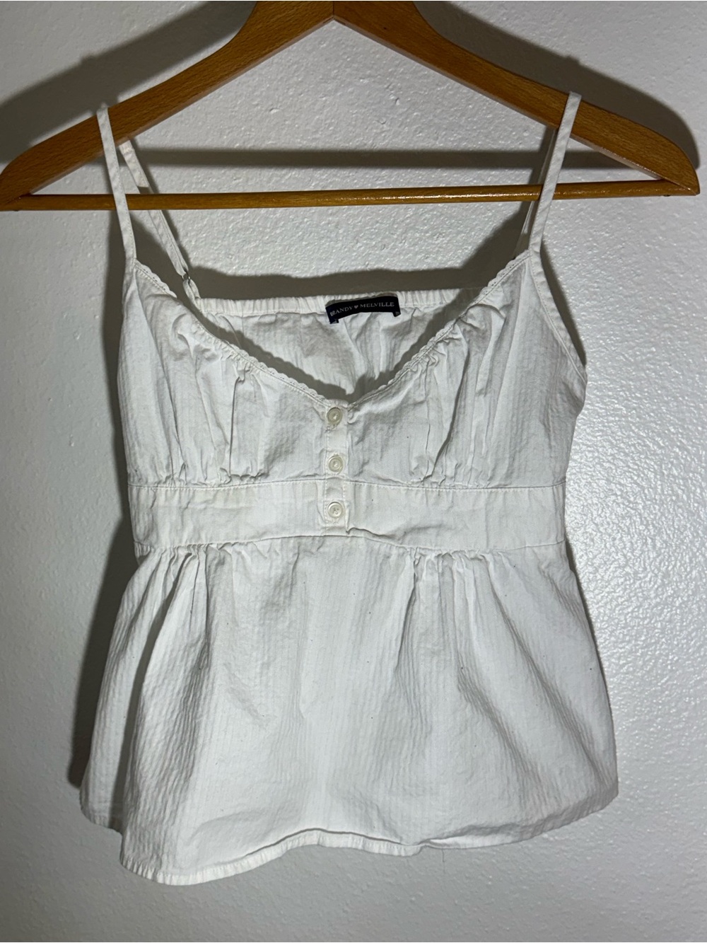 Brandy Melville White Spaghetti Strap Button-Front Camisole